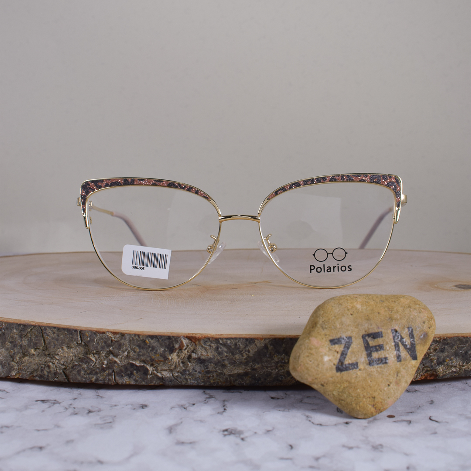 Polarios G95305 Metálica Agatada Semi Ovalada Dorada Patrón Animal Print Escarchado Naranja Negro Flex Brazo Metálico Detallado Naranja Dorado Terminal Acerato Beige