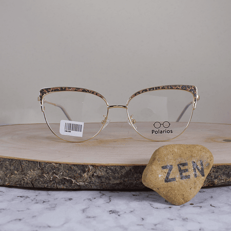 Polarios G95305 Metálica Agatada Semi Ovalada Dorada Patrón Animal Print Escarchado Naranja Negro Flex Brazo Metálico Detallado Naranja Dorado Terminal Acerato Beige