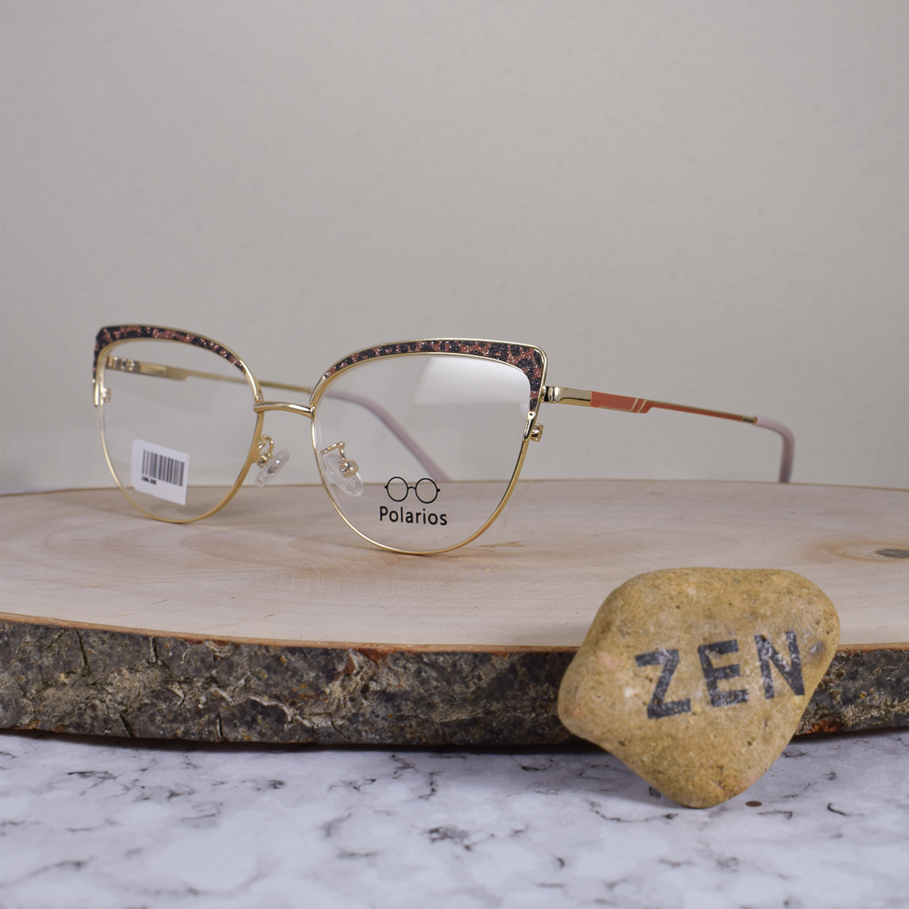 Polarios G95305 Metálica Agatada Semi Ovalada Dorada Patrón Animal Print Escarchado Naranja Negro Flex Brazo Metálico Detallado Naranja Dorado Terminal Acerato Beige