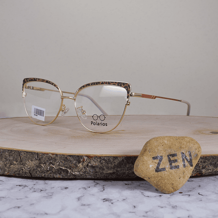 Polarios G95305 Metálica Agatada Semi Ovalada Dorada Patrón Animal Print Escarchado Naranja Negro Flex Brazo Metálico Detallado Naranja Dorado Terminal Acerato Beige