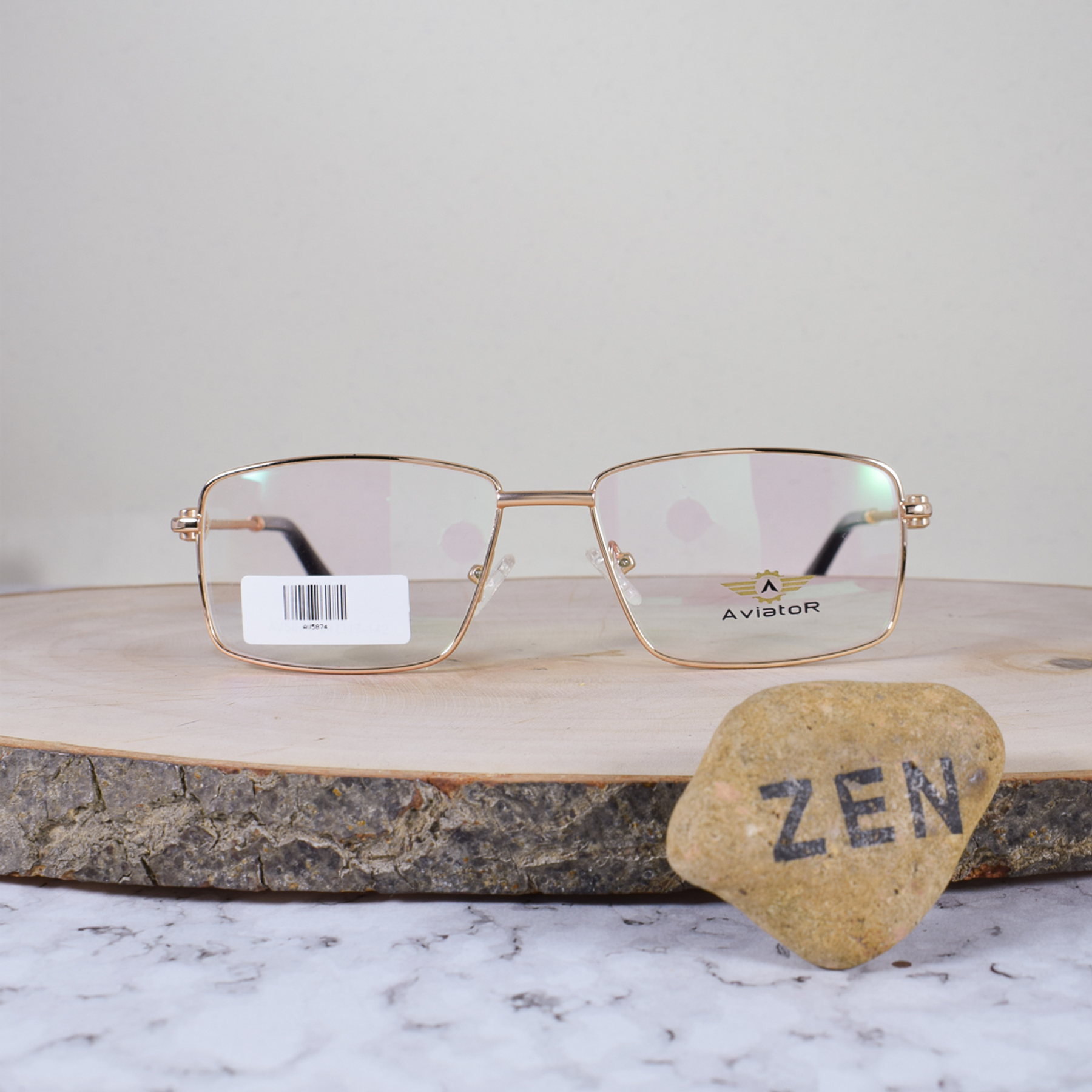 Aviator AV5874 C5 Metálica Cuadrada Dorado Brazo Metálico Ornamentado Dorado Terminal Acetato Carey