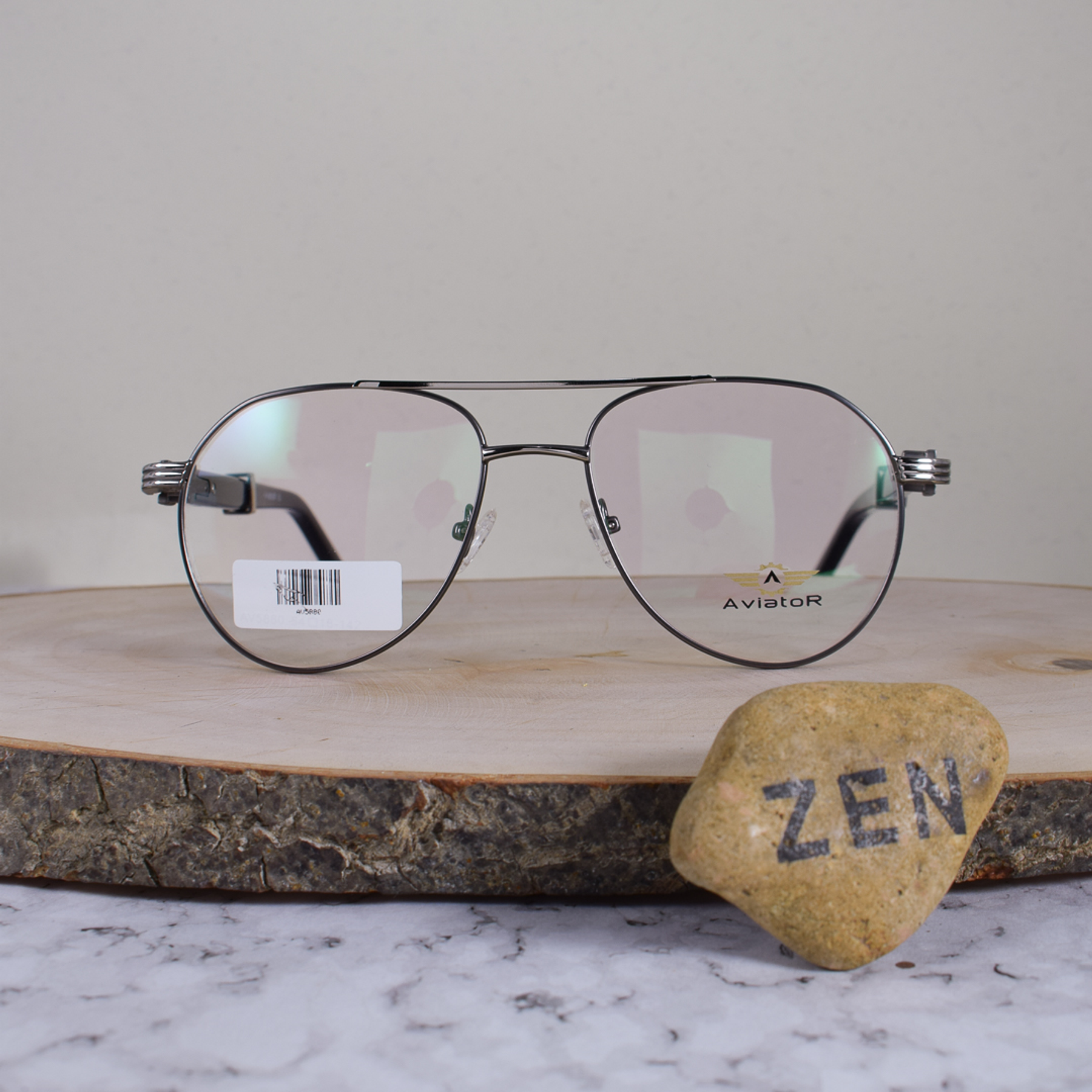 Aviator AV5880 C2 Metálica Ovalada Aviador Doble Puente Plateado Gris Oscuro Flex Brazo Metálico Acetato Ornamentado Plateado Negro