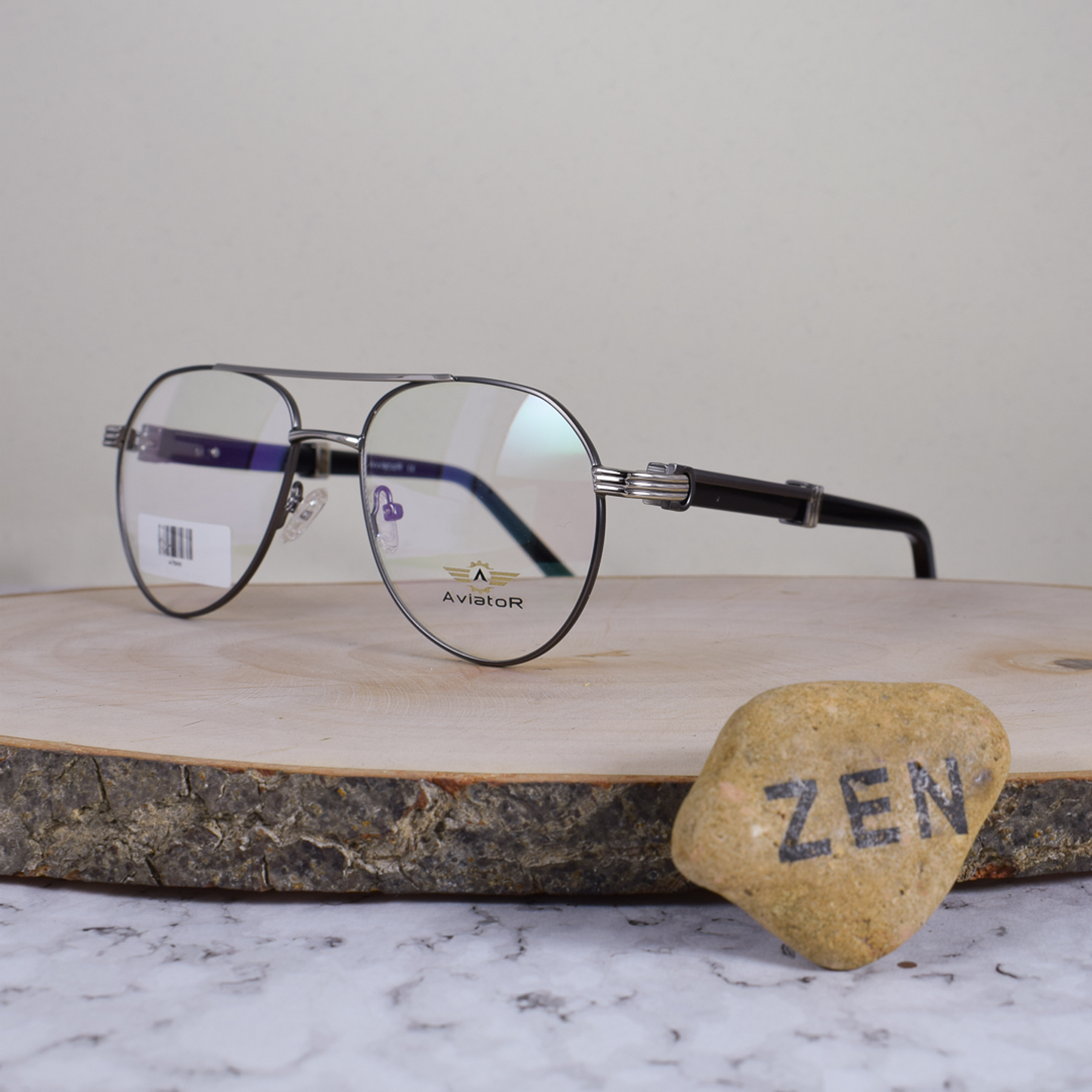 Aviator AV5880 C2 Metálica Ovalada Aviador Doble Puente Plateado Gris Oscuro Flex Brazo Metálico Acetato Ornamentado Plateado Negro