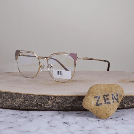 ZEN 991002 C1 Metálica Cuadrada Semi Agatada Oro Rosa Palo Rosa Flex Brazo Metálico Terminal Rosa Translúcido