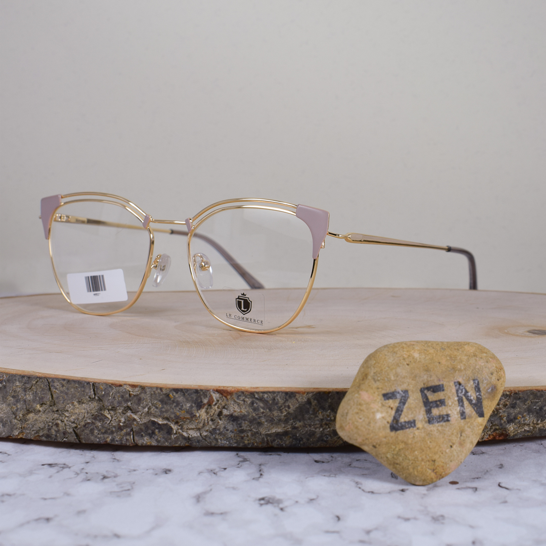 Le Commerce C9 Metálica Cuadrada Semi Agatada Dorado Beige Flex Brazo Metálico Terminal Gris Translúcido