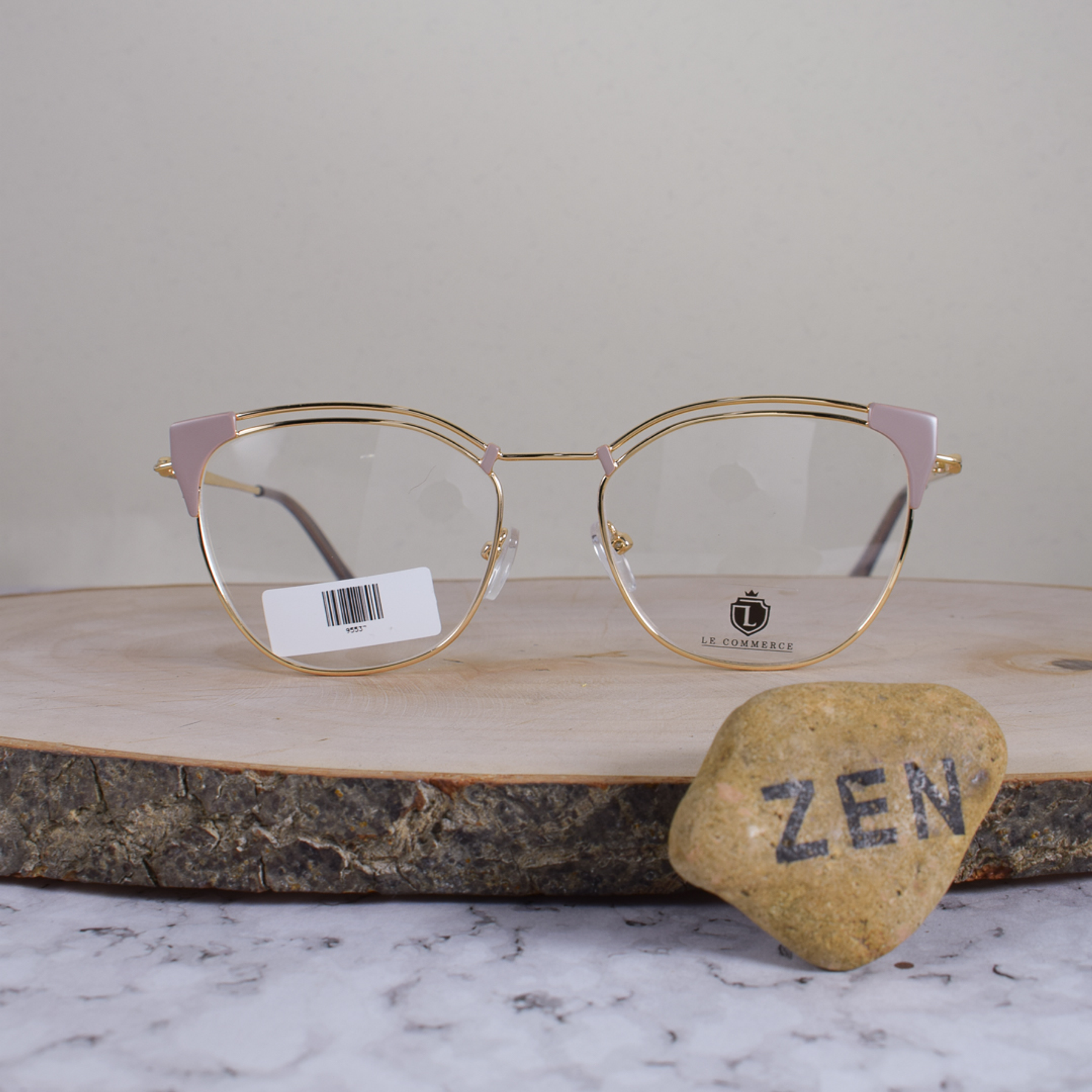 Le Commerce C9 Metálica Cuadrada Semi Agatada Dorado Beige Flex Brazo Metálico Terminal Gris Translúcido