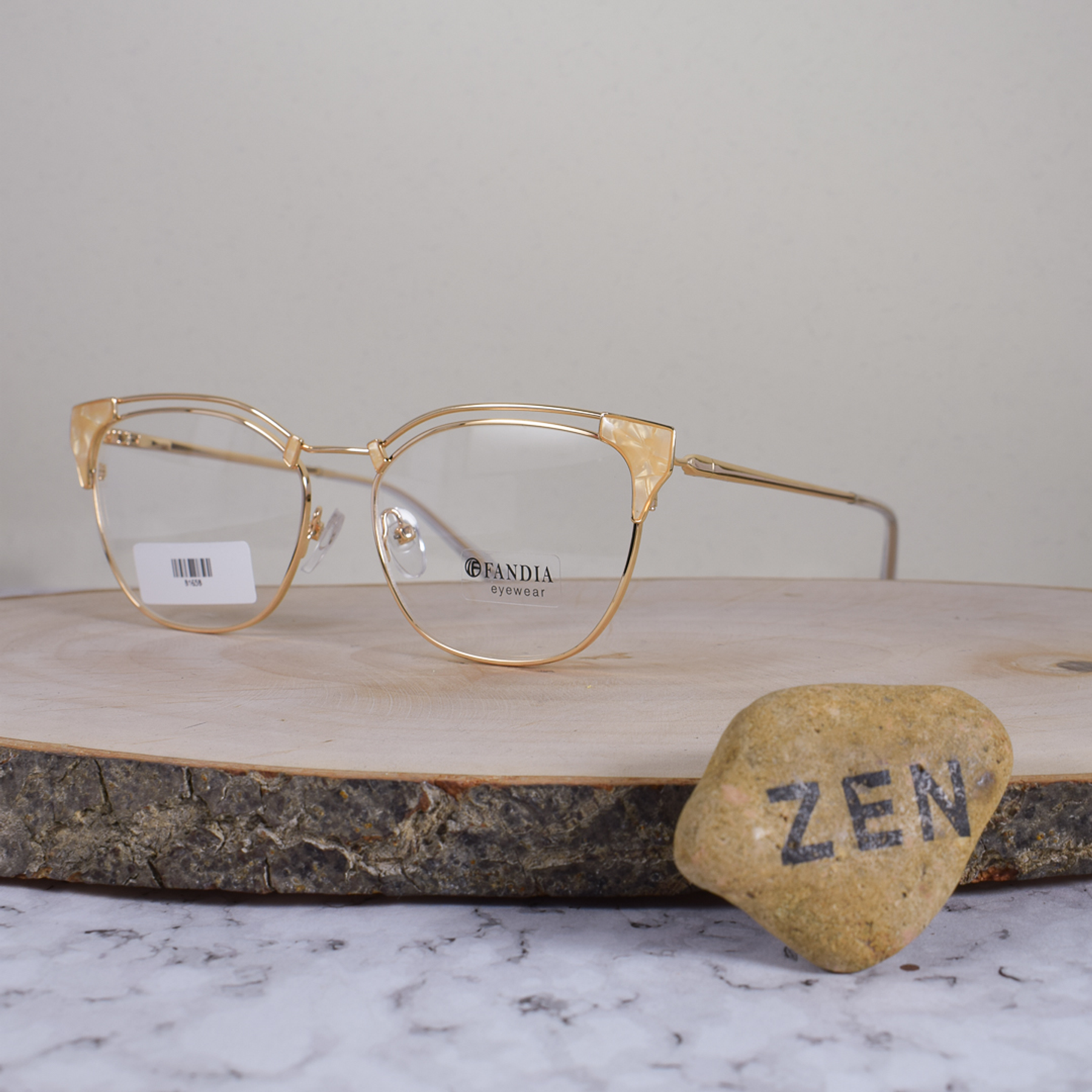 Fandia 81658 C6 Metálica Cuadrada Semi Agatada Dorada Naranja Claro Perlado Flex Brazo Metálico Terminal Translúcido