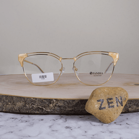 Fandia 81658 C6 Metálica Cuadrada Semi Agatada Dorada Naranja Claro Perlado Flex Brazo Metálico Terminal Translúcido