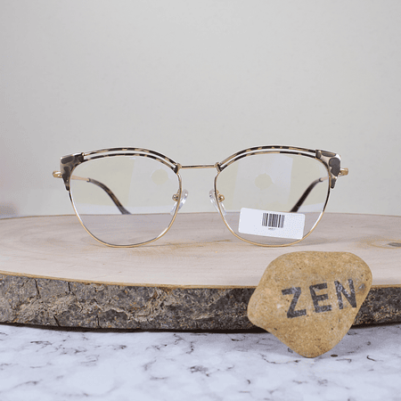 ZEN 95537 C13 Metálica Cuadrada Semi Agatada Dorado Animal Print Flex Brazo Metálico Terminal Acetato Carey