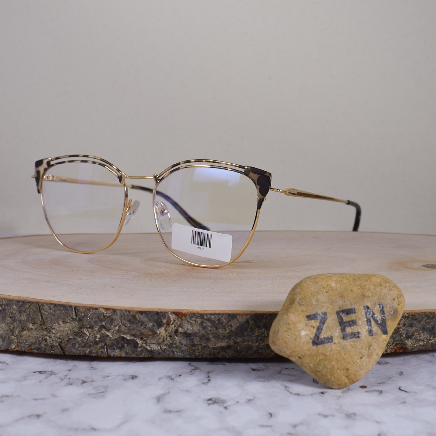 ZEN 95537 C13 Metálica Cuadrada Semi Agatada Dorado Animal Print Flex Brazo Metálico Terminal Acetato Carey