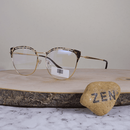 ZEN 95537 C13 Metálica Cuadrada Semi Agatada Dorado Animal Print Flex Brazo Metálico Terminal Acetato Carey