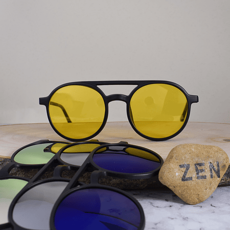 ZEN TR2306 C2 TR90 Redonda Doble Puente 4 Sobre Puesto Negra Flex