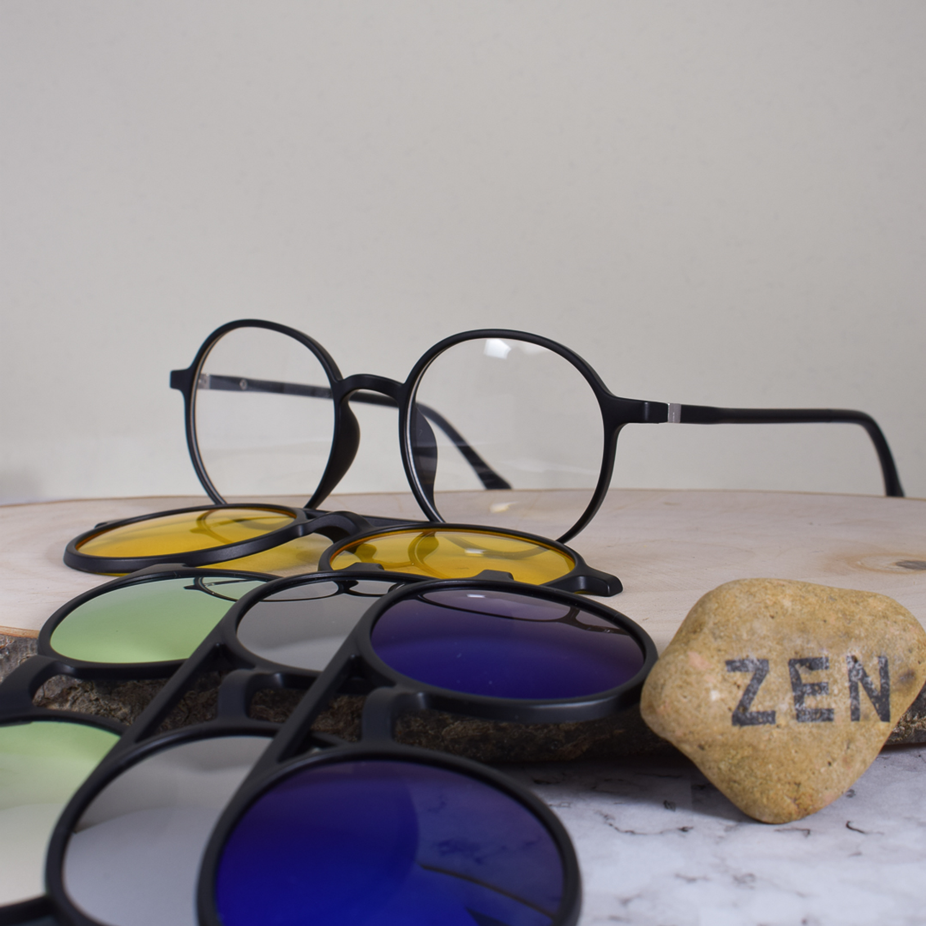 ZEN TR2306 C2 TR90 Redonda Doble Puente 4 Sobre Puesto Negra Flex