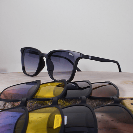 ZEN 22201 C2 TR90 Cuadrada 5 Sobre Puesto Negra Flex