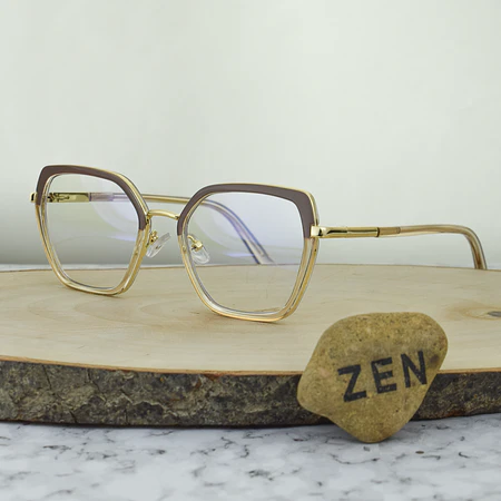 ZEN 97711 COL1 TR90 Hexagonal Nude Bicolor Traslucido Detalles Dorados Brazos Flex