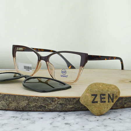 ZEN MST6006 C3 Clip On TR90 Agatada Bicolor Moca Rosa Traslucido 