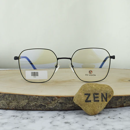 Fe Visión 82002 C8 Metalica Semi Hexagonal Negro Mate Brazo Flex Tr90 Negro Brillante