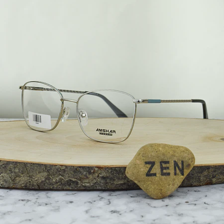 Amshar AM8719 C9 Metálica Semi Cuadrada Plata Brazo Flex Detalle azul aguamarina Terminal Verde Oliva 