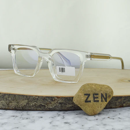 ZEN 97727 COL9 Acetato Cuadrada Transparente Brazo Flex Detalles Dorados 