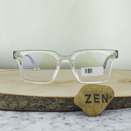 ZEN 97727 COL9 Acetato Cuadrada Transparente Brazo Flex Detalles Dorados 