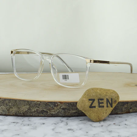 ZEN 81010 C1 TR90 Cuadrada Transparente Brazo Flex Detalles Dorados 