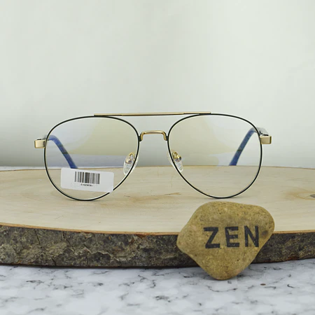 ZEN SM967 Metalica Aviador Doble Puente Verde con Detalles Dorados 