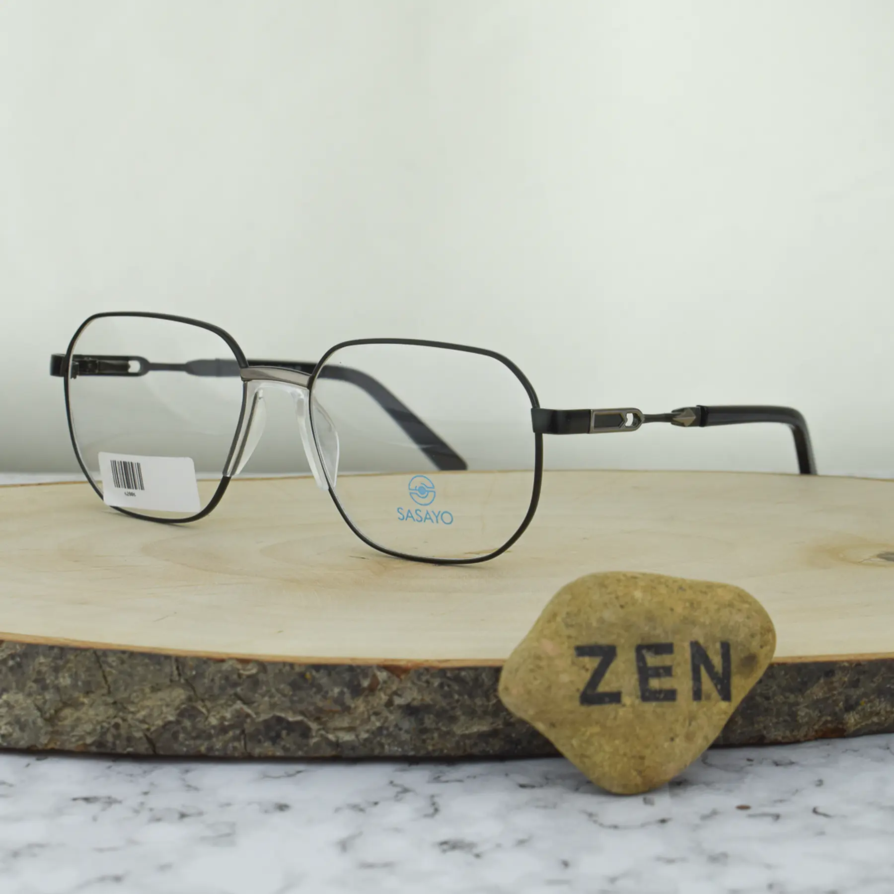 ZEN 62806 C6 Metalica Hexagonal Negro con Detalles Plateados Puente Anatomico 