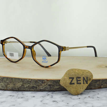 ZEN RB7116 C2 TR90 Hexagonal Carey Brazo Dorado Terinal Carey 