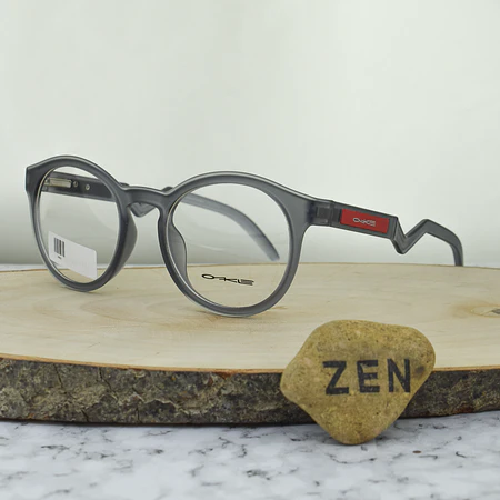 Okle 8002 C10 TR90 Redonda Gris Traslucido Mate Brazo con detalles Rojos  