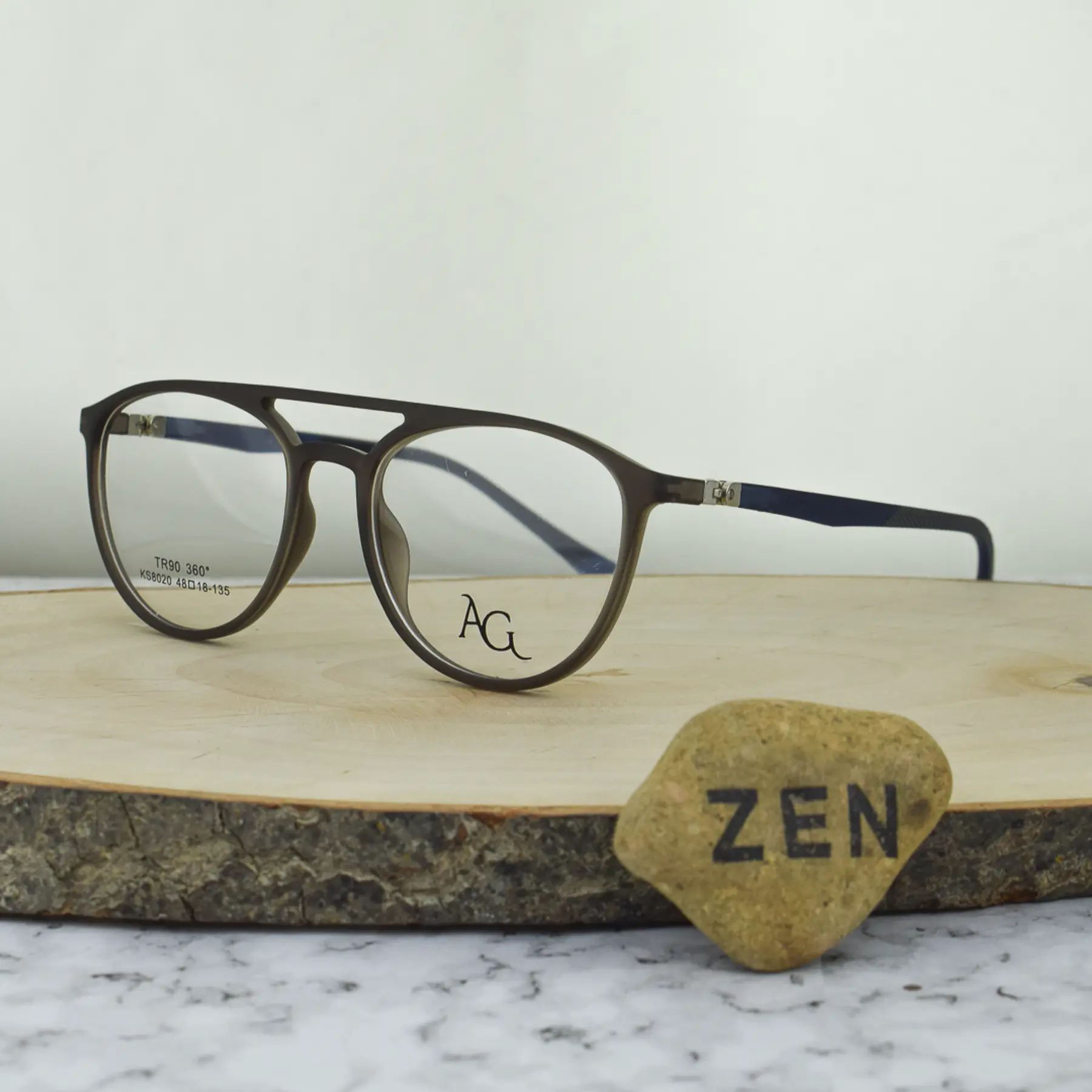 AG KS8020 C9 TR90 Doble Puente Redonda Café Mate Brazo 180 Grados