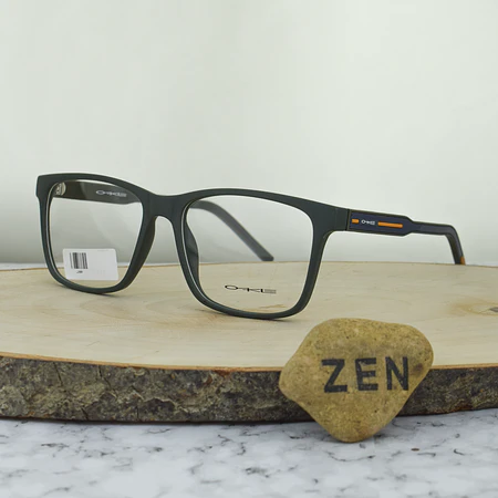 Okle L2808 C3 TR90 Cuadrada Verde Mate Brazo Flex Detalles Naranja