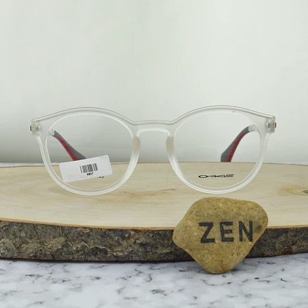 Okle 6807 C3 TR90 Redonda Transparente Mate Brazo Flex Termminales Rojos Grises 