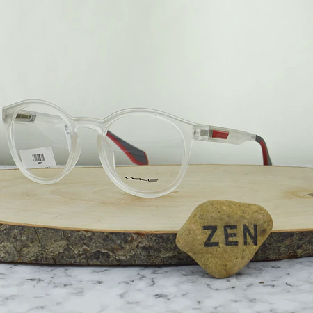 Okle 6807 C3 TR90 Redonda Transparente Mate Brazo Flex Termminales Rojos Grises 