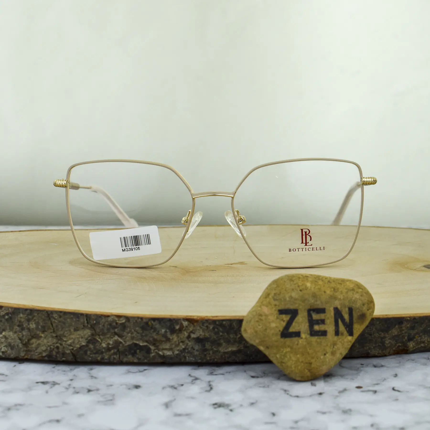 Botticelli MG39106 C4 Metalico Agatado Cuadrado Beige Escarchado Brazo Dorado Terminal Perlado