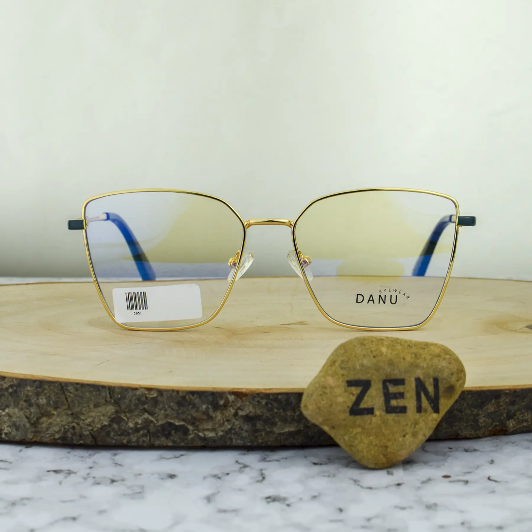 DANU 3051 C6 Metalica Agatada Cuadrada Dorado con detalles Azules Brazo Flex Terminal Negro Azul