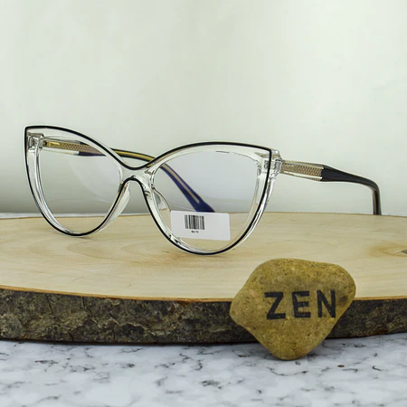 ZEN 82172 C3 TR90 Agatada Tipo Cristal Transprente Líneas Negros