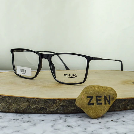 Silfo 52133 C1 TR90 Rectangular Negra Brazo Flex Gris Cromado