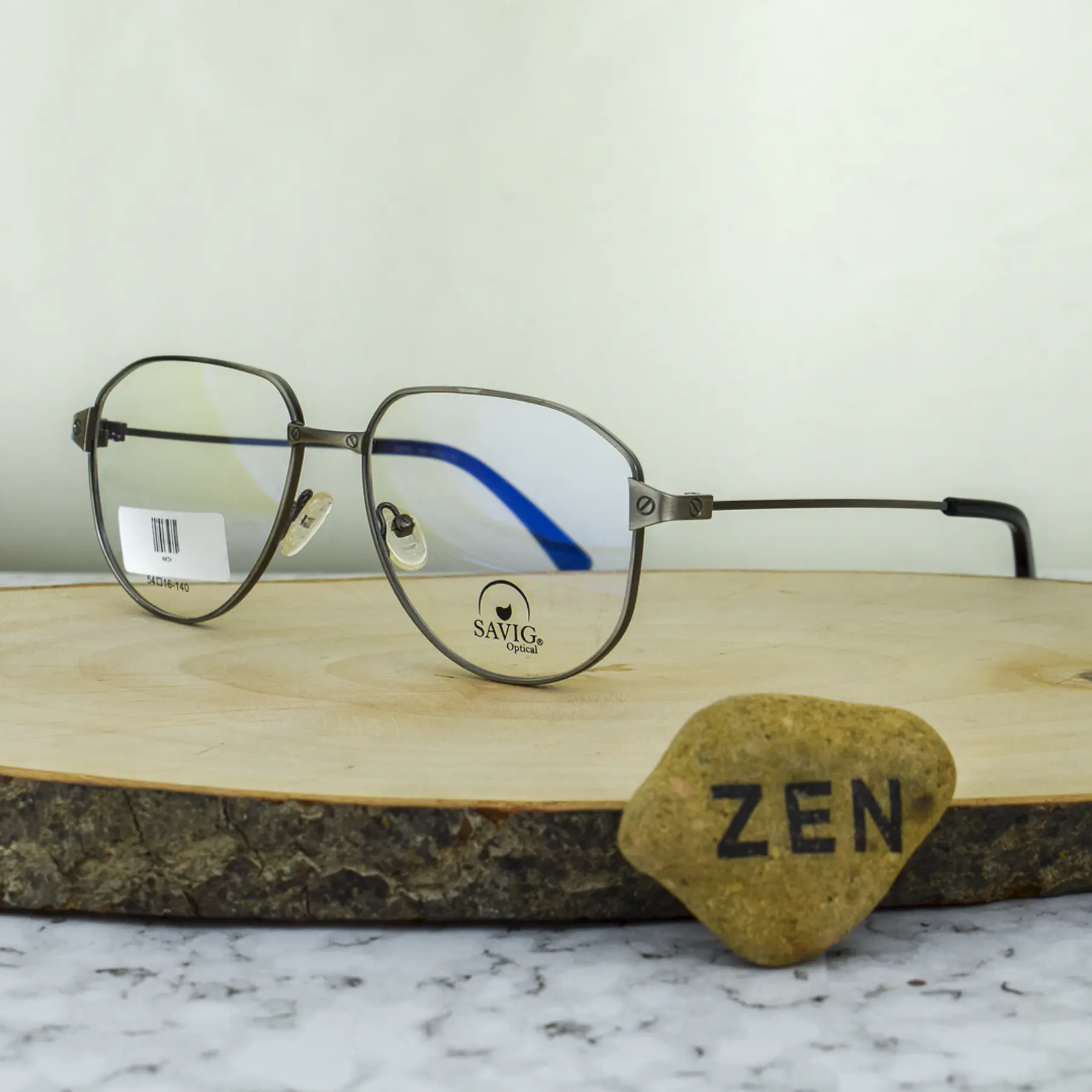 Savig 8036 C4 Metal Semi Hexagonal Aviador Plateado Brazo con Terminal Negro