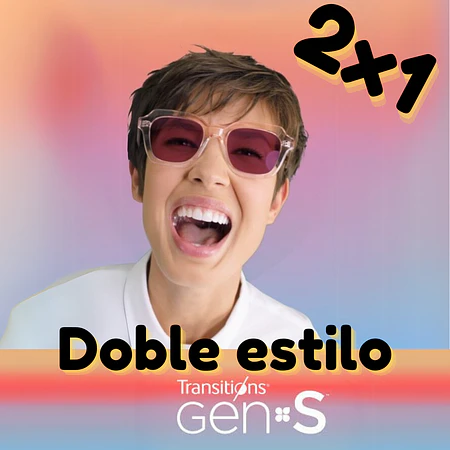 PROMO 2X1 - Doble Estilo Transitions GEN S + Antirreflejo Crizal Sapphire 360° & Transitions GEN S + Antirreflejo Crizal Easy - Monofocal- COPIAR