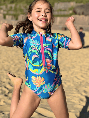 Traje de Baño con Mangas Blanca