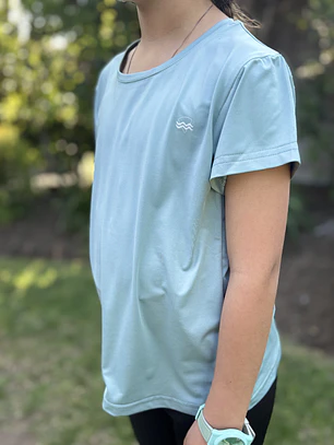 Polera Deportiva Manga Corta Niña Verde Menta