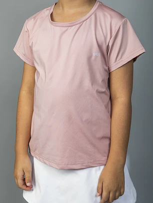 Polera Deportiva Manga Corta Niña Rosa Palo