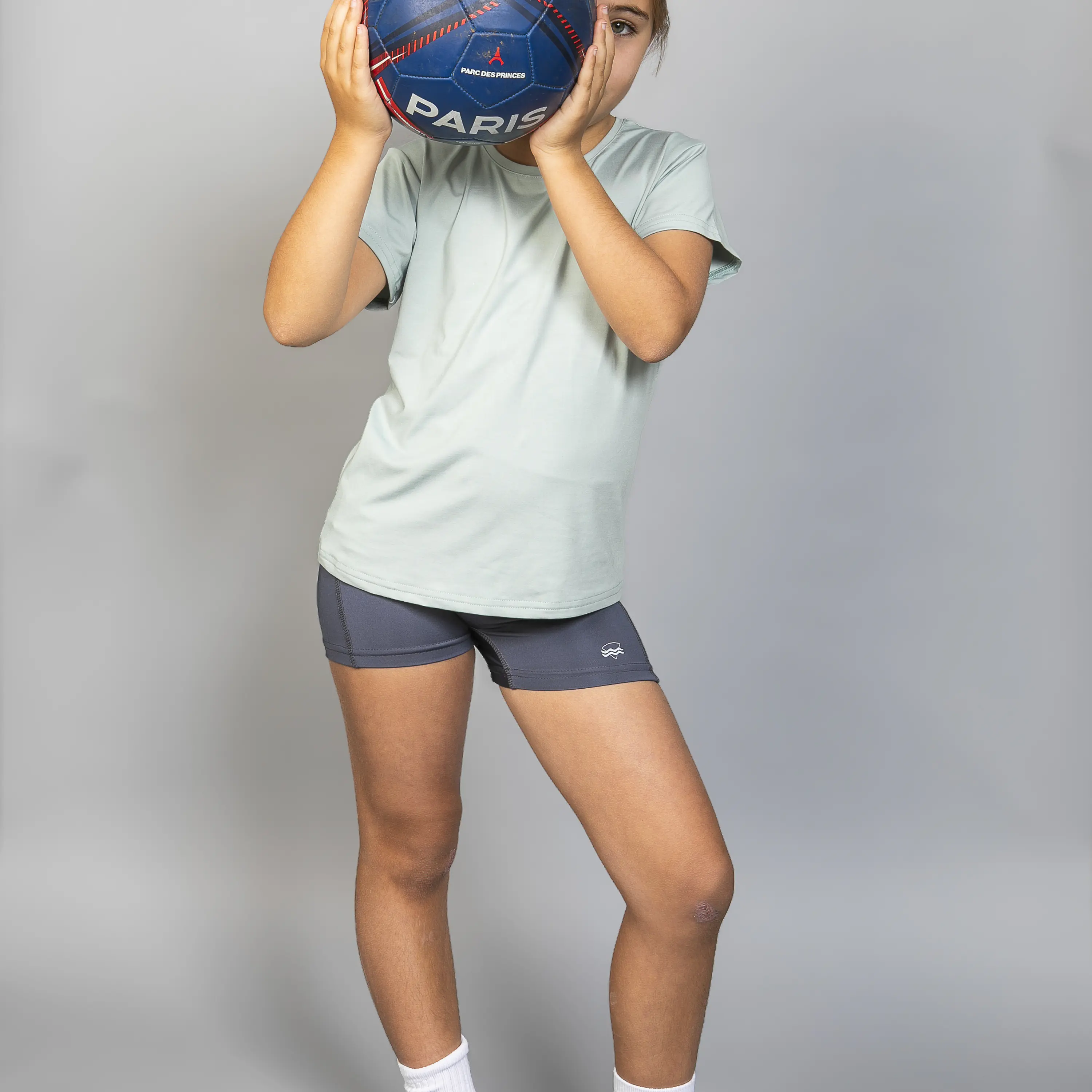 Polera Deportiva Manga Corta Niña Verde Menta 3