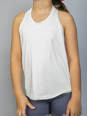 Polera Deportiva Sin Mangas Niña Crema