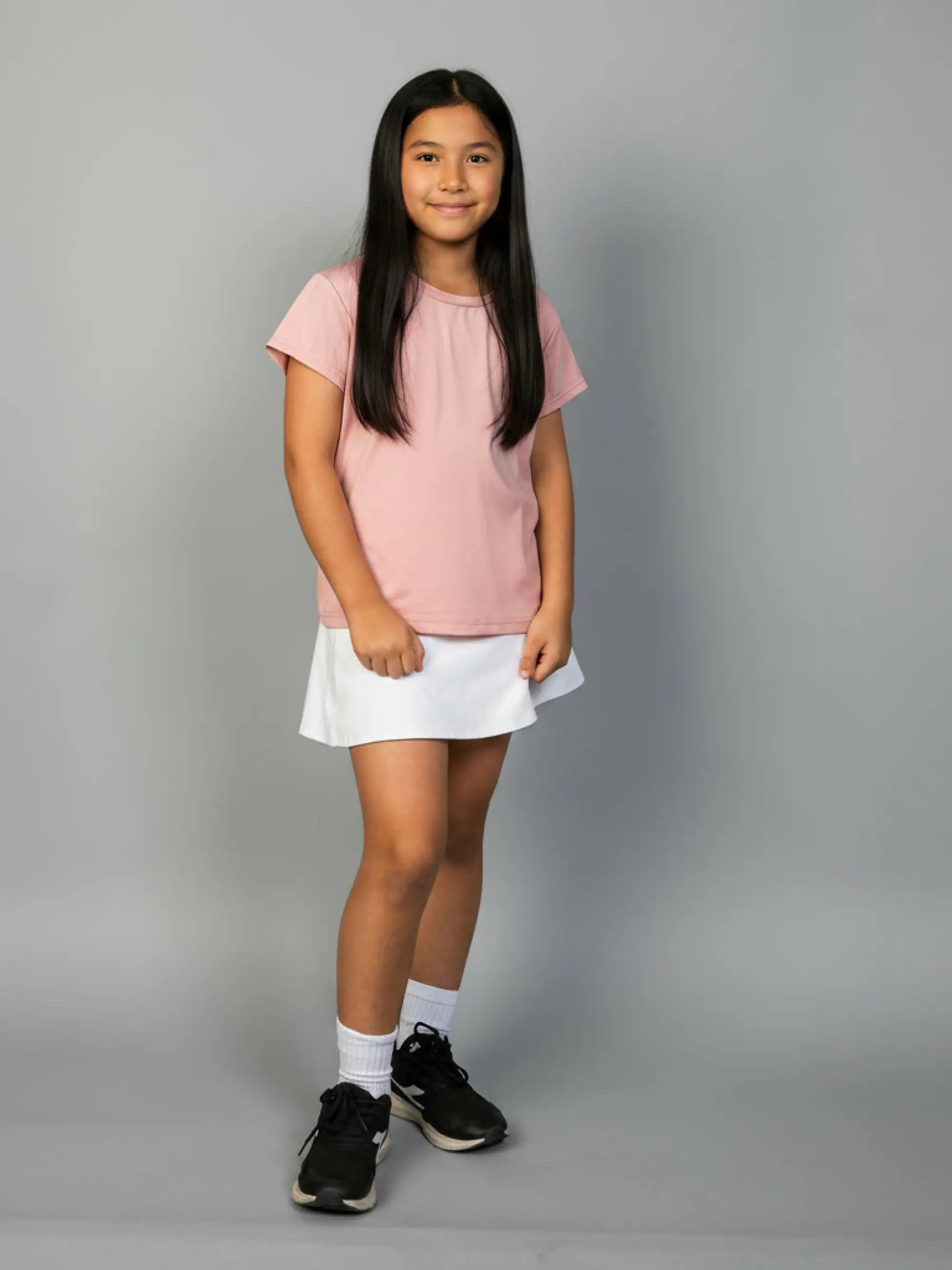 Polera Deportiva Manga Corta Niña Rosa Palo 1