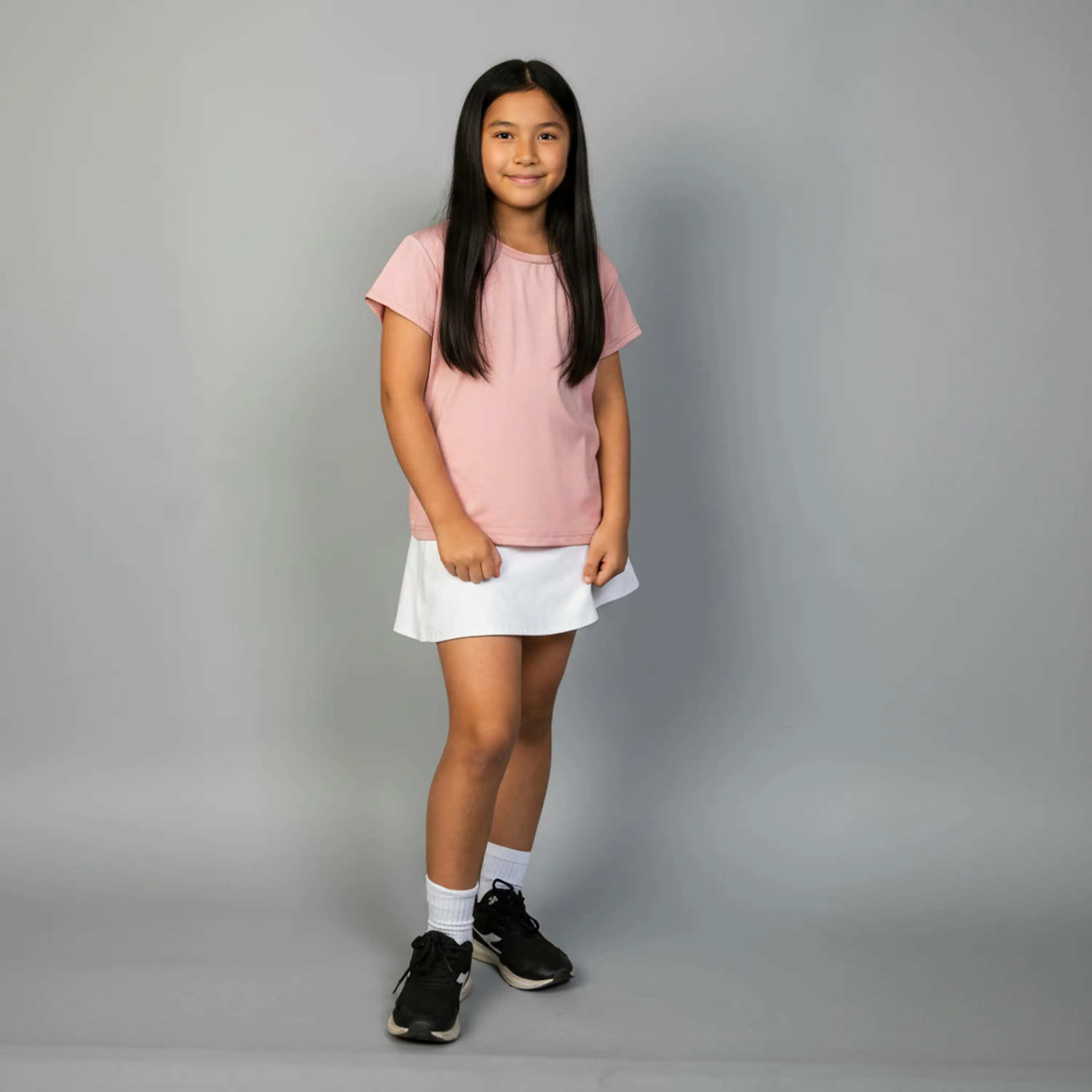 Polera Deportiva Manga Corta Niña Rosa Palo 1