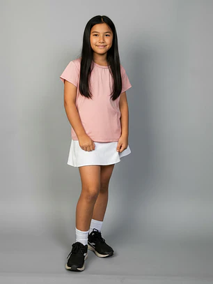 Polera Deportiva Manga Corta Niña Rosa Palo