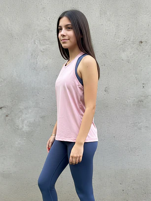 Polera Deportiva Sin Mangas Niña Rosa Palo