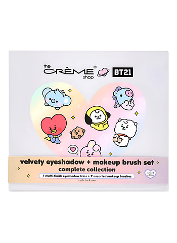 Set Sombras + Brochas Bt21 Edición Limitada The Creme Shop Lila