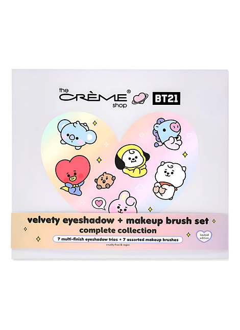 Set Sombras + Brochas Bt21 Edición Limitada The Creme Shop Lila